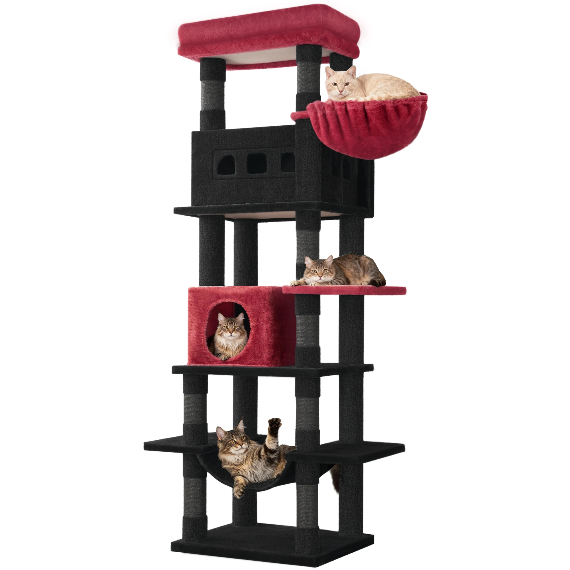 Árbol para Gatos 170cm - Negro y Rojo