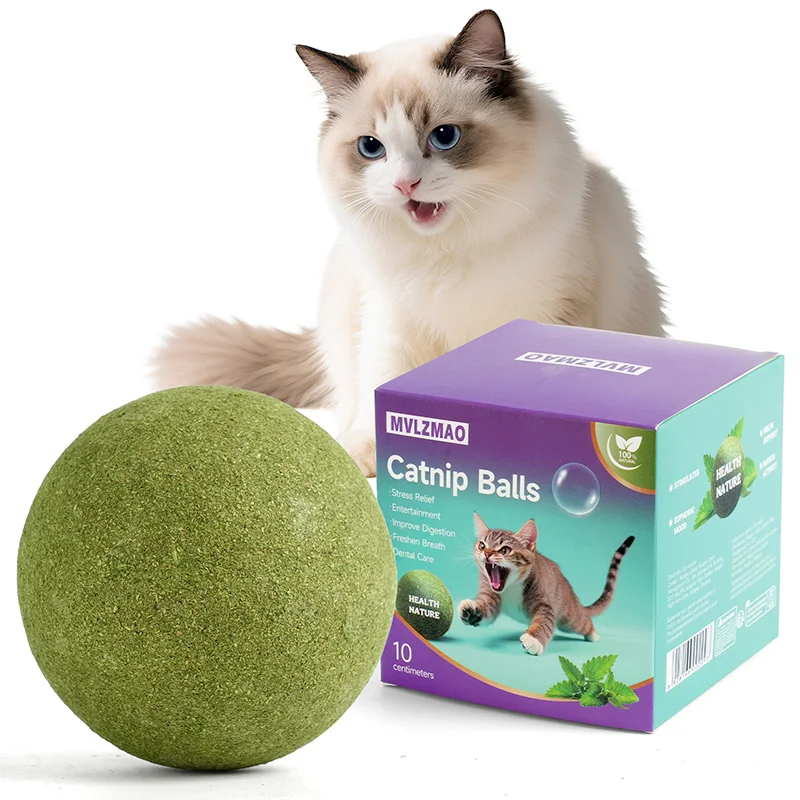 Bola de hierba gatera XL con caja de embalaje y gato